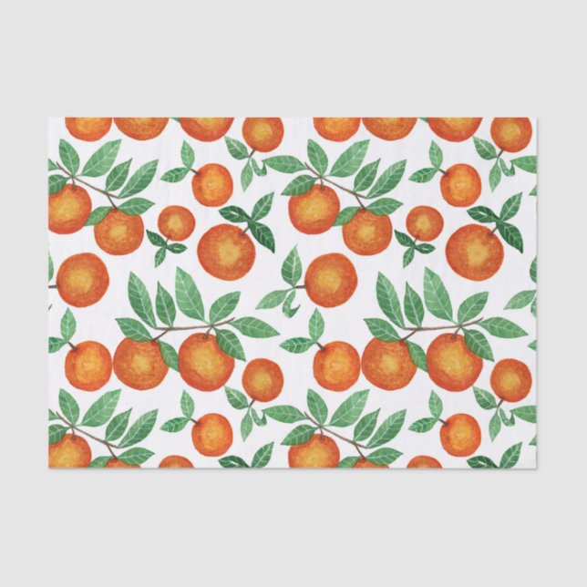 Papier Mousseline Oranges d'été Motif d'aquarelle d'agrumes (Recto)