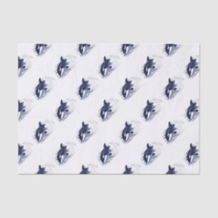 Papier Mousseline Orca Breaching Blue