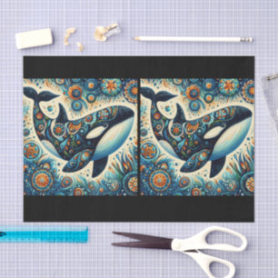Papier Mousseline Orca Killer Whale Whimsical Découpage nautique