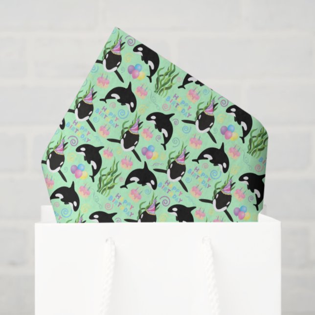 Papier Mousseline Orca Whale Tissue Paper in Green (Sac cadeau)