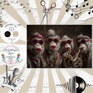 Papier Mousseline Orchestre de Jazz Manjo Singe Fantaisiste Decoupag