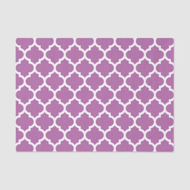 Papier Mousseline Orchidée violet blanc Marocain Quatrefoil Motif #5 (Recto)