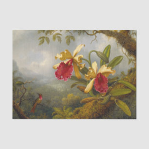 Papier Mousseline Orchidées et colibri Heade