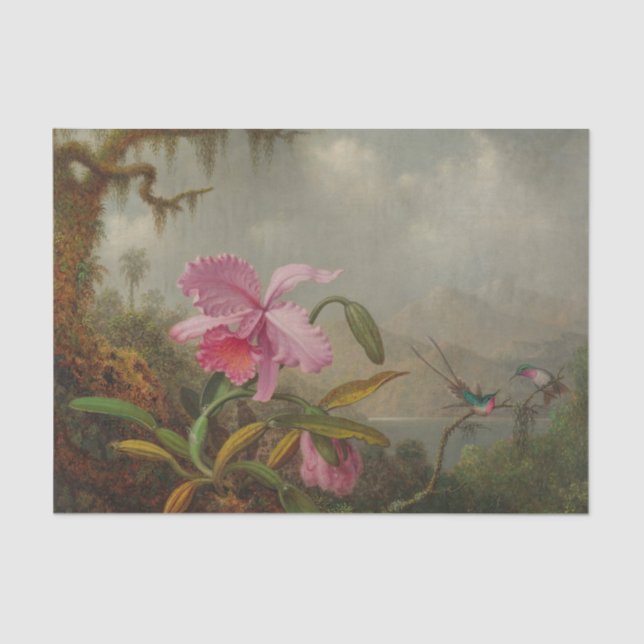 Papier Mousseline Orchidées et colibris par Martin Johnson Heade (Recto)