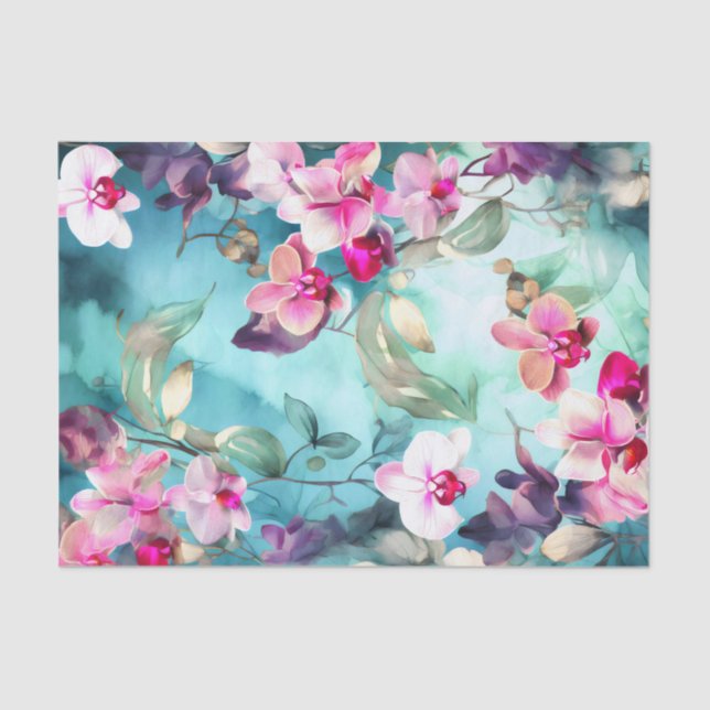 Papier Mousseline ORCHIDS beau papier découpage floral (Recto)