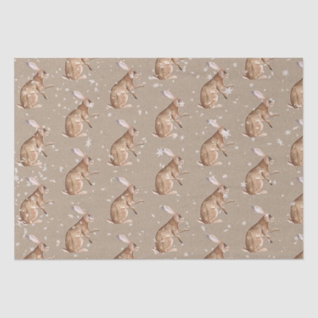 Papier Mousseline Oreille Rustique Kraft Elégant Snowy Animaux d'hiv (Recto)