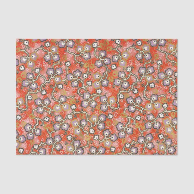 Papier Mousseline Origami japonais rouge errant de fleur pourpre (Recto)