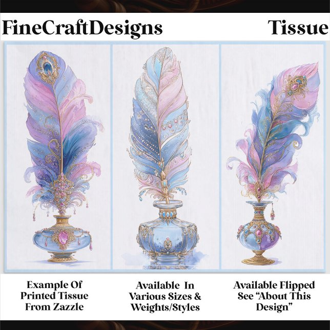 Papier Mousseline Ornate Elegant Quill & Inkwell Trio EQ2R Decoupage (Créateur téléchargé)