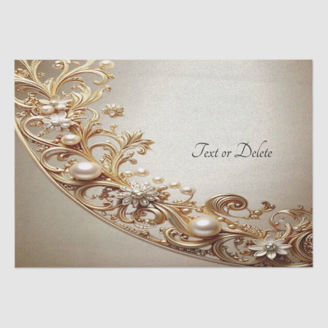 Papier Mousseline Ornate Gold Flourish Tissue Paper (Recto)