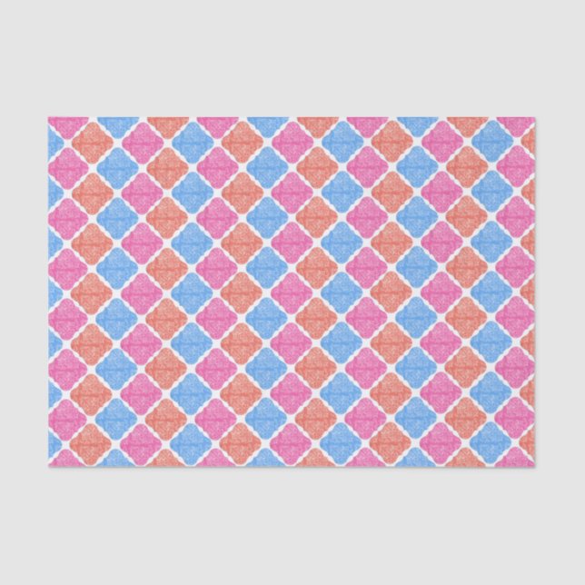 Papier Mousseline Ornate Patchwork Diamonds Pattern (Recto)
