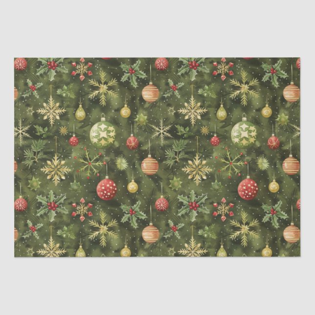 Papier Mousseline Ornement d'arbre de Noël aquarelle (Recto)