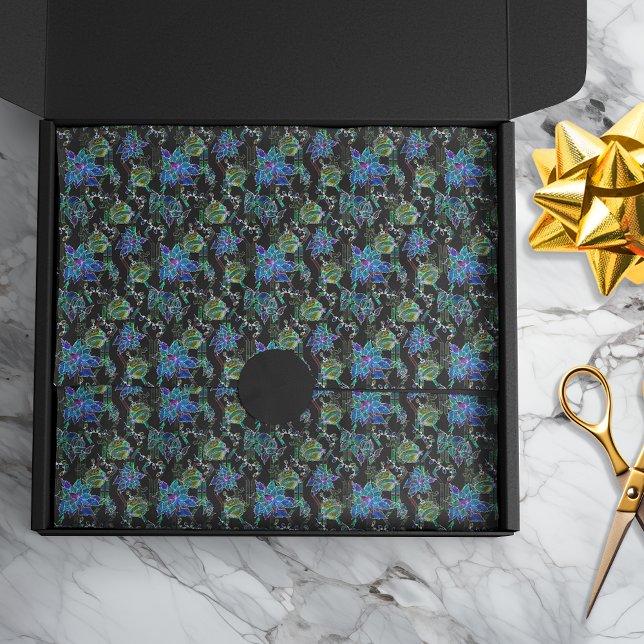 Papier Mousseline Ornement de Noël Poinsettia en néon noir (Créateur téléchargé)