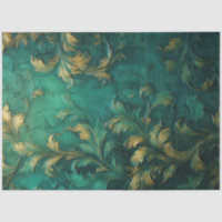 Ornement feuille en faux or baroque vert profond