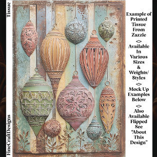 Papier Mousseline Ornements de Fêtes Rustique Bohème Chic EA1L Décou