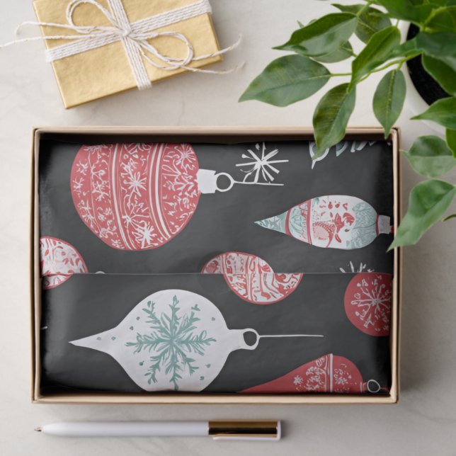 Papier Mousseline Ornements de Noël noirs (Cadeau)