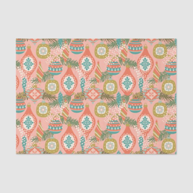 Papier Mousseline Ornements de Noël rétro colorés (Recto)