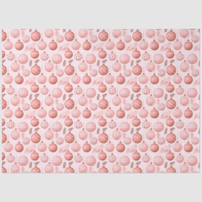 Papier Mousseline Ornements de Noël rose Pine Feuille Noël (Recto)