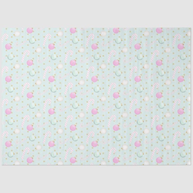 Papier Mousseline Ornements de Noël Sucres de canne Vert Noël (Recto)