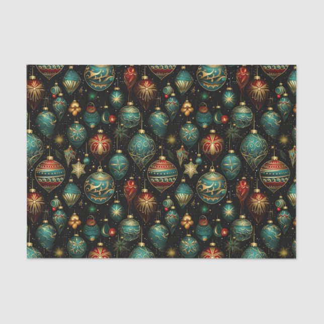 Papier Mousseline Ornements de Noël victoriens avec accents or (Recto)