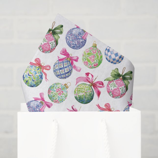 Papier Mousseline Ornements Préppy Christmas Baubles (Sac cadeau)