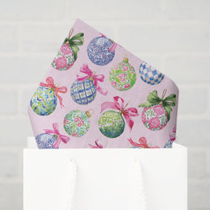 Papier Mousseline Ornements Préppy Christmas Baubles