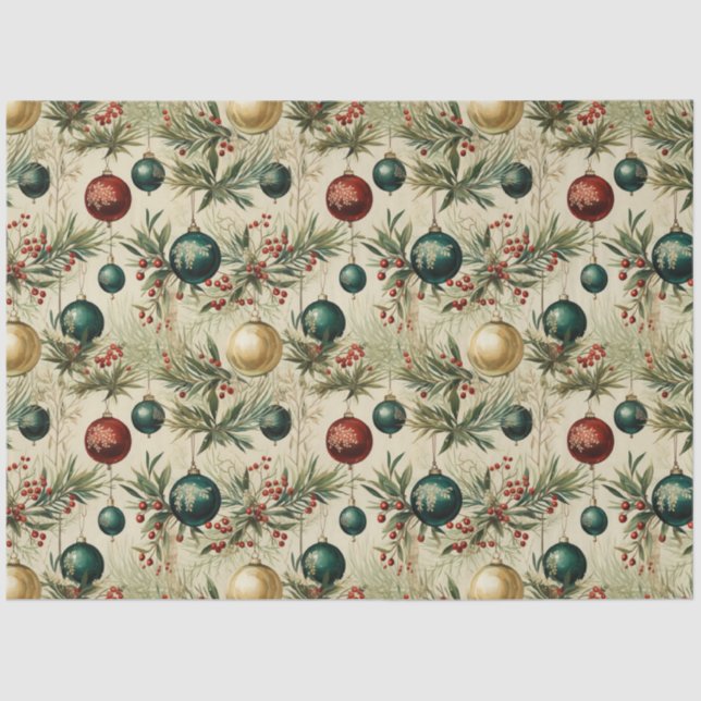 Papier Mousseline Ornements vintages, Baies, Branches (Recto)