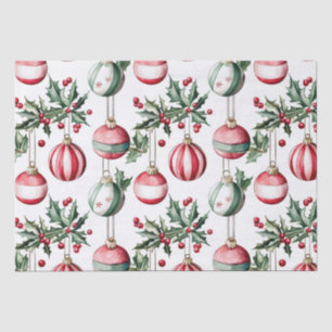 Papier Mousseline Ornements vintages Noël Holly