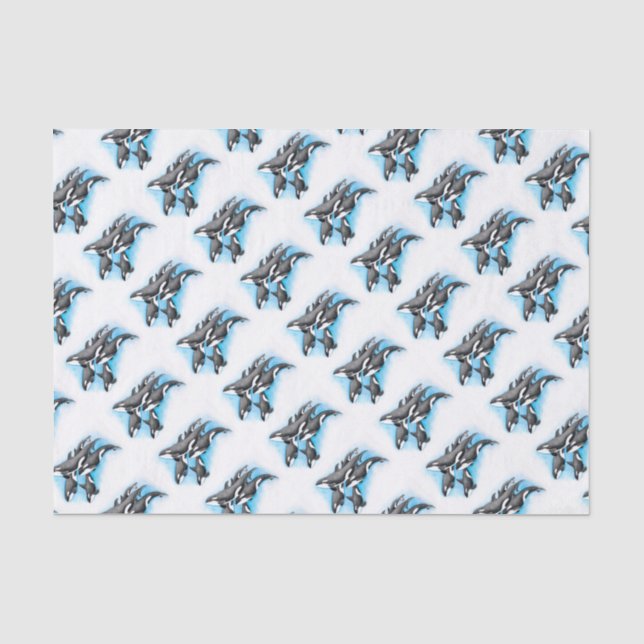 Papier Mousseline orques en bleu (Recto)