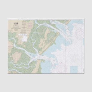 Papier Mousseline Ossabaw et St Catherines Sons Carte Nautique