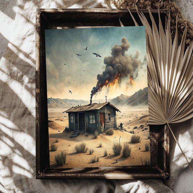 Papier Mousseline Ouest sauvage ouest petite maison en bois dans la  (Western wild west small wooden house in prairie tissue paper)