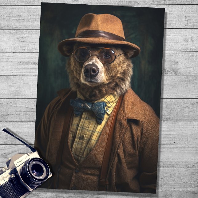 Papier Mousseline Ours dans le vêtement de Gentleman 1 papier découp (Créateur téléchargé)