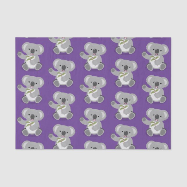 Papier Mousseline Ours de koala mignon avec dessin animé feuille (Recto)