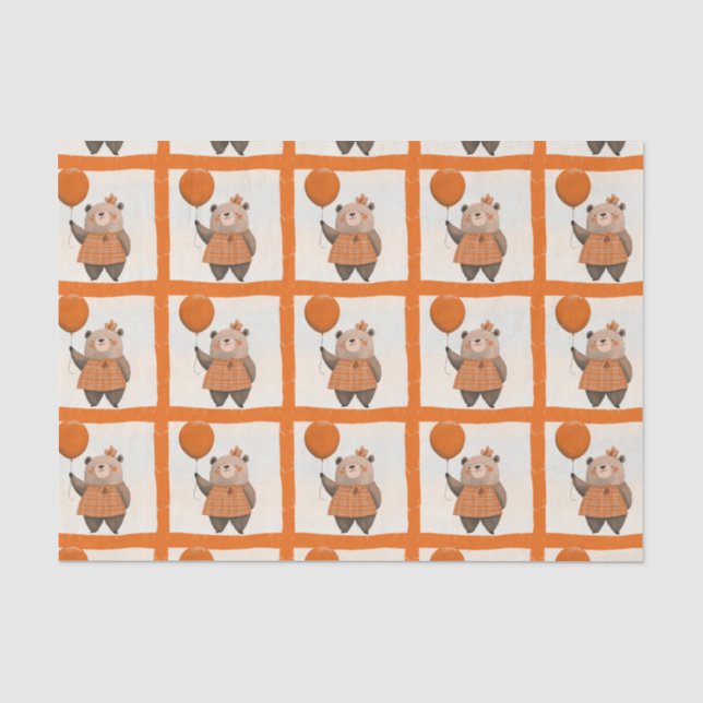 Papier Mousseline Ours de robe orange plaqué avec poil (Recto)