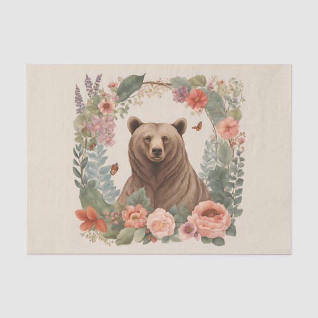 Papier Mousseline Ours Decoupage Cottagecore (Recto)