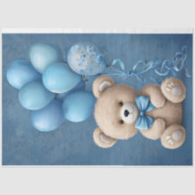 Ours en peluche avec Ballons Bleu Couleurs Papier 