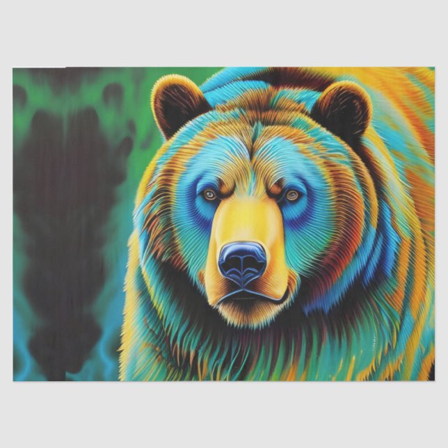 Papier Mousseline Ours grizzli peint (Recto)