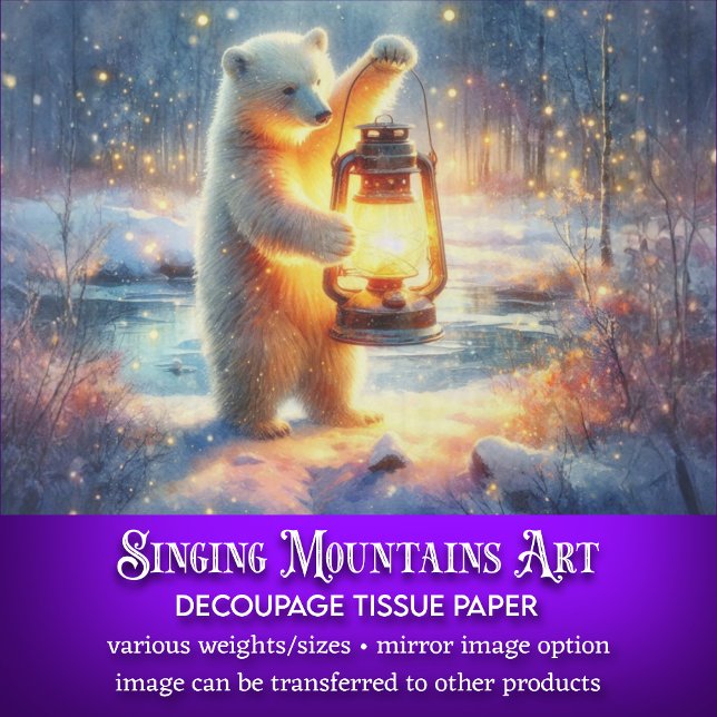 Papier Mousseline Ours polaire avec lanterne dans la décomposition d (Créateur téléchargé)