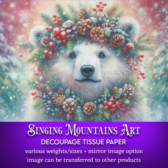 Papier Mousseline Ours Polaire De Noël Avec Découpage Holly & Pine (Créateur téléchargé)