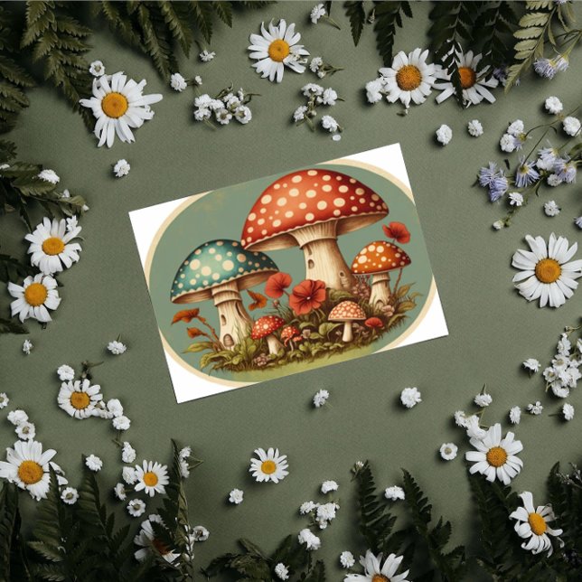 Papier Mousseline Ovale de découpage de champignons vintages (Créateur téléchargé)
