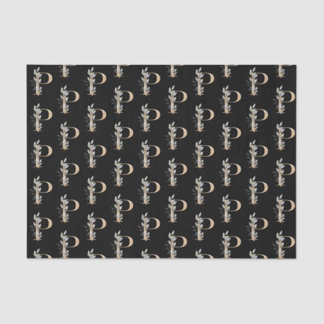 Papier Mousseline P Monogramme papier de tissus floraux (Recto)