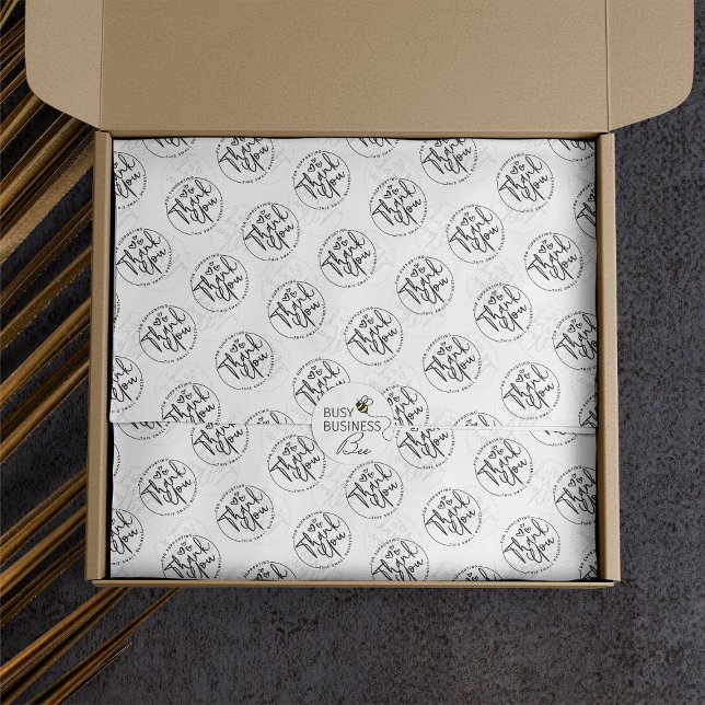 Papier Mousseline Packaging de produits Merci d'entreprise (Logo branded tissue paper by Busy Business Bee)