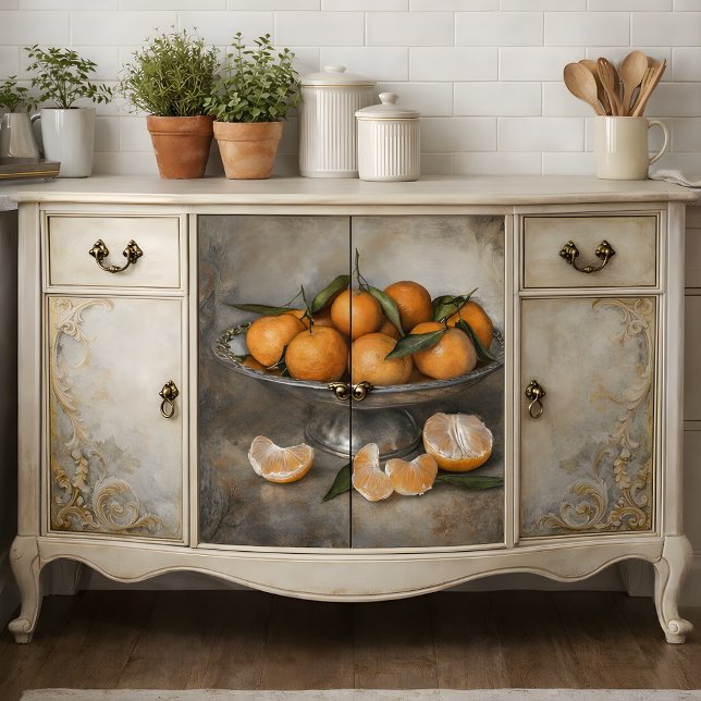 Papier Mousseline Page Citrus & Découpage Argent (Citrus & Silver Decoupage Tissue Paper Mockup)