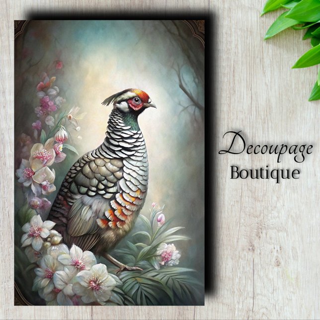 Papier Mousseline Page Noble Quail (Noble Quail Decoupage Tissue Paper)