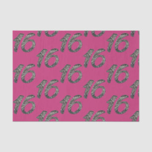 Papier Mousseline Paillettes Argent Pailleté 16 Seize 16ème Annivers