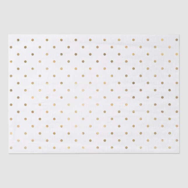 Papier Mousseline Paillettes blanches et dorées à pois (Recto)