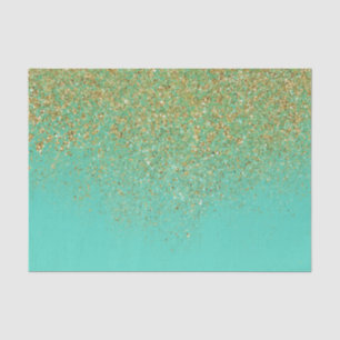Papier Mousseline Paillettes dorées en cascade et glamour aqua sarce