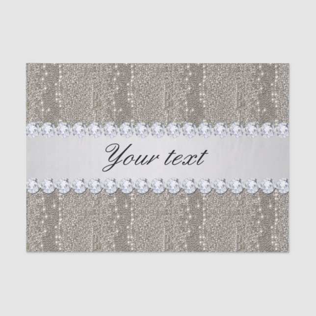 Papier Mousseline Paillettes et diamants argentés de Faux (Recto)