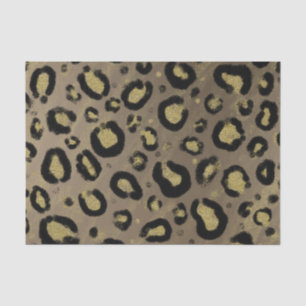 Papier Mousseline Paillettes Or Brun & Imprimé Léopard Guépard Noir