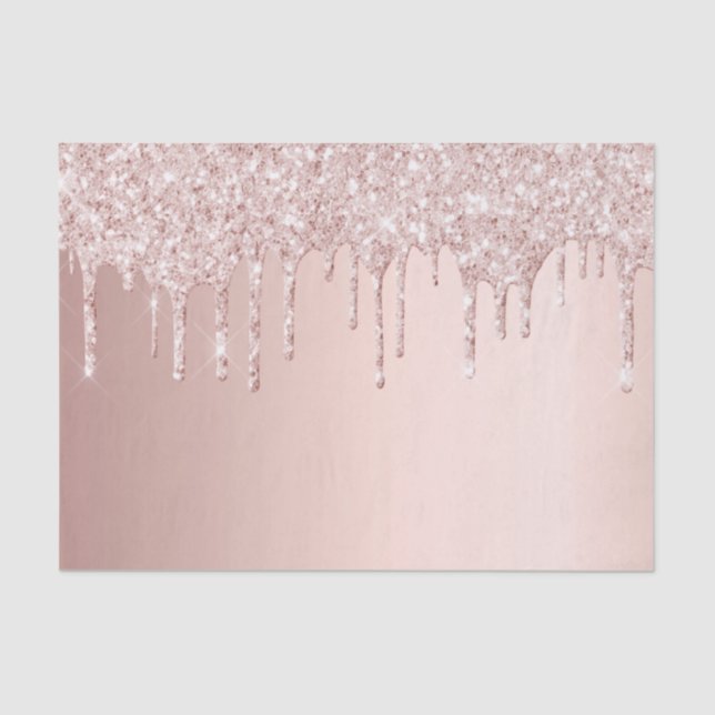 Papier Mousseline Paillettes or rose gold gouttes rose fille scintil (Recto)