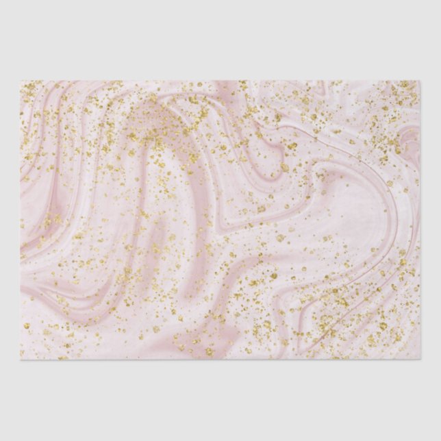Papier Mousseline Paillettes Pink and White Marble (Recto)